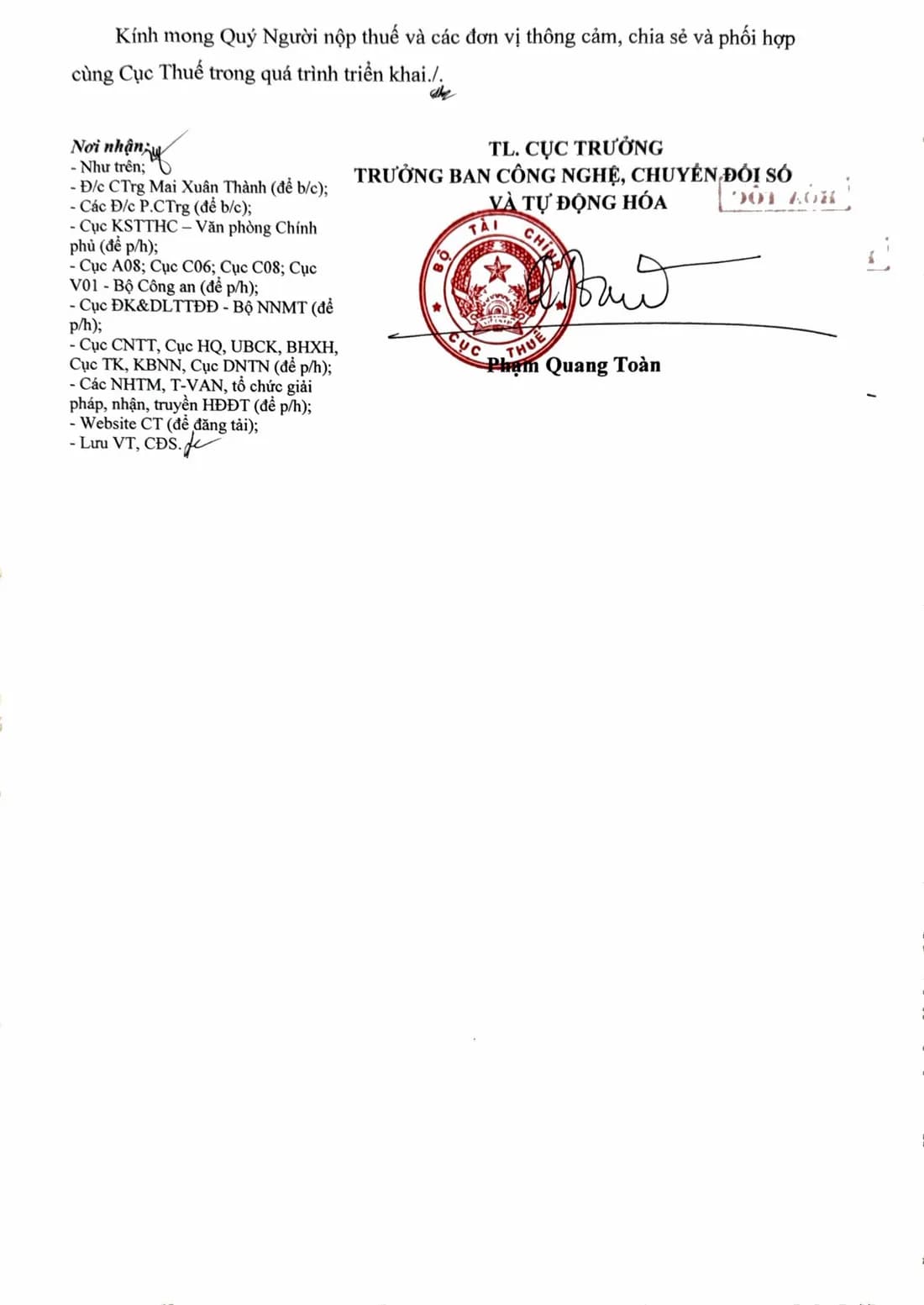 Cục Thuế thông báo kế hoạch tạm dừng các dịch vụ, hệ thống ứng dụng
