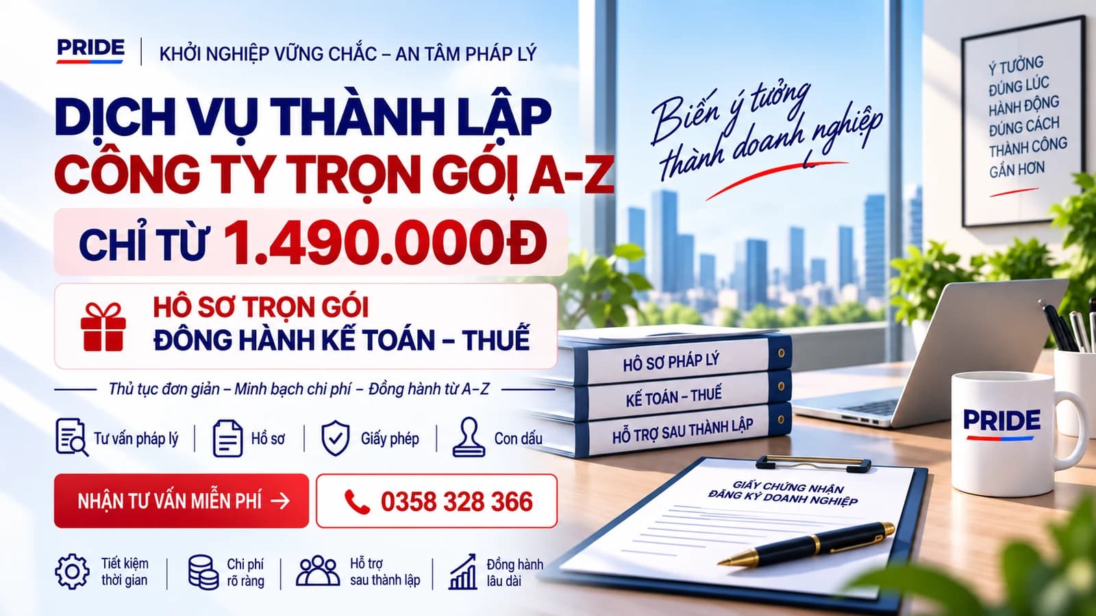 Dịch vụ thành lập công ty doanh nghiệp trọn gói PRIDE